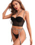 EFAYN.RO Lenjerie sexy dama set 3 piese sutien tip bustiera portjartiere si chilot tanga model minimalist cu bretele subtiri EFAYN - Pled.ro