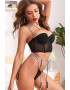 EFAYN.RO Lenjerie sexy dama set 3 piese sutien tip bustiera portjartiere si chilot tanga model minimalist cu bretele subtiri EFAYN - Pled.ro