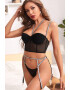 EFAYN.RO Lenjerie sexy dama set 3 piese sutien tip bustiera portjartiere si chilot tanga model minimalist cu bretele subtiri EFAYN - Pled.ro