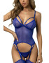 EFAYN.RO Lenjerie sexy dama set 3 piese top cu detaliu la decolteu jartiere si chilot tanga model plasa sexy EFAYN - Pled.ro