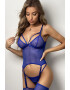 EFAYN.RO Lenjerie sexy dama set 3 piese top cu detaliu la decolteu jartiere si chilot tanga model plasa sexy EFAYN - Pled.ro