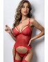 EFAYN.RO Lenjerie sexy dama set 3 piese top cu detaliu la decolteu jartiere si chilot tanga model plasa sexy EFAYN - Pled.ro