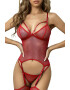 EFAYN.RO Lenjerie sexy dama set 3 piese top cu detaliu la decolteu jartiere si chilot tanga model plasa sexy EFAYN - Pled.ro