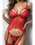 EFAYN.RO Lenjerie sexy dama set 3 piese top cu detaliu la decolteu jartiere si chilot tanga model plasa sexy EFAYN - Pled.ro