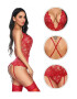 EFAYN.RO Lenjerie sexy dama set 3 piese top senzual cu portjartiere chilot decupaj normal croi ingust si ciorapi model delicat incitant tematica hot night EFAYN - Pled.ro