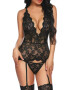 EFAYN.RO Lenjerie sexy dama set 3 piese top senzual cu portjartiere chilot decupaj normal croi ingust si ciorapi model delicat incitant tematica hot night EFAYN - Pled.ro