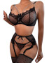 EFAYN.RO Lenjerie sexy dama set 4 piese sutien portjartier chilot si jartiere model semitransparent cu accesorii metalice EFAYN - Pled.ro