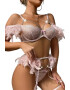 EFAYN.RO Lenjerie sexy dama set 4 piese sutien si chiloti accesorizate cu lant si pene model fashion provocator tematica ready to fly EFAYN - Pled.ro