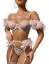 EFAYN.RO Lenjerie sexy dama set 4 piese sutien si chiloti accesorizate cu lant si pene model fashion provocator tematica ready to fly EFAYN - Pled.ro