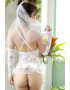 EFAYN.RO Lenjerie sexy dama set 4 piese top cu bretele subtiri voal manusi si chilot decupaj tanga model mireasa delicata tematica bride for the night EFAYN - Pled.ro