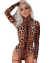 EFAYN.RO Lenjerie sexy maneca lunga inchidere cu fermoar slip brazilian imprimeu animal print EFAYN - Pled.ro