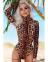 EFAYN.RO Lenjerie sexy maneca lunga inchidere cu fermoar slip brazilian imprimeu animal print EFAYN - Pled.ro