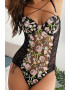 EFAYN.RO Lenjerie tip body sexy dantela si plasa motiv floral EFAYN - Pled.ro