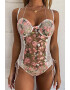 EFAYN.RO Lenjerie tip body sexy dantela si plasa motiv floral EFAYN - Pled.ro