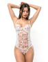 EFAYN.RO Lenjerie tip body sexy dantela si plasa motiv floral EFAYN - Pled.ro