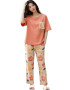 EFAYN.RO Pijama dama set 2 piese bluza maneca lunga cu buzunar la piept si pantaloni lungi model cu flori tematica I love flowers EFAYN - Pled.ro