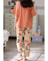 EFAYN.RO Pijama dama set 2 piese bluza maneca lunga cu buzunar la piept si pantaloni lungi model cu flori tematica I love flowers EFAYN - Pled.ro