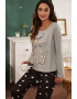 EFAYN.RO Pijama dama set 2 piese bluza maneca lunga si pantalon lung imprimeu pisica vesela model “bonjour” EFAYN - Pled.ro