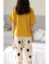 EFAYN.RO Pijama dama set doua piese bluza maneca scurta si pantaloni trei sferturi model cu imprimeu abstract tematica clasic elegant EFAYN - Pled.ro