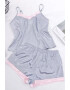 EFAYN.RO Pijama dama sexy set 2 piese maieu si pantalon scurt cu margini roz EFAYN - Pled.ro