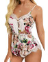 EFAYN.RO Pijama dama tip body sexy accesorizat cu dantela cu imprimeu floral EFAYN - Pled.ro