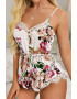 EFAYN.RO Pijama dama tip body sexy accesorizat cu dantela cu imprimeu floral EFAYN - Pled.ro