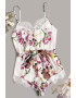 EFAYN.RO Pijama dama tip body sexy accesorizat cu dantela cu imprimeu floral EFAYN - Pled.ro