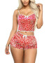 EFAYN.RO Pijama sexy dama set 2 piese top tip bustiera cu bretele subtiri si pantaloni scurti model provocator imprimeu grafic EFAYN - Pled.ro