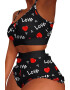 EFAYN.RO Pijama sexy dama set 2 piese top tip bustiera si pantaloni scurti model cu imprimeu grafic EFAYN - Pled.ro