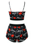 EFAYN.RO Pijama sexy dama set 2 piese top tip bustiera si pantaloni scurti model cu imprimeu grafic EFAYN - Pled.ro