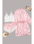 EFAYN.RO Set 3 piese lenjerie tip pijama sexy satin si dantela halat bustiera si pantalon scurt EFAYN RO - Pled.ro