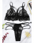 EFAYN.RO Set erotic lenjerie sexy 2 piese sutien si chilot tanga negru EFAYN - Pled.ro