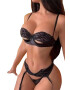 EFAYN.RO Set lenjerie sexy 3 piese din dantela sutien tanga si portjartier EFAYN RO - Pled.ro