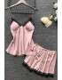 EFAYN.RO Set pijama 4 piese satin si dantela halat rochie maieu si chilot tip pantalon scurt EFAYN RO - Pled.ro