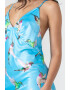 En Privé Rochie-Furou din satin de matase Model Ivy Birds of Paradise Culoare Albastru cu Imprimeu Pasari - Pled.ro