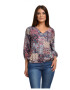 Eranthe 888121490-Bluza Dama Muticolora cu imprimeu si decolteu V - Pled.ro