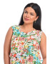 Eranthe 888140594-Bluza Dama fara Maneci cu Imprimeu Floral Albastru/ Portocaliu - Pled.ro