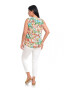 Eranthe 888140594-Bluza Dama fara Maneci cu Imprimeu Floral Albastru/ Portocaliu - Pled.ro