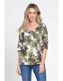 Eranthe 888143224-Bluza IE Dama cu Maneca 3 sferturi model Floral alb cu verde - Pled.ro