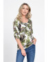 Eranthe 888143224-Bluza IE Dama cu Maneca 3 sferturi model Floral alb cu verde - Pled.ro