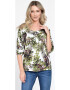 Eranthe 888143224-Bluza IE Dama cu Maneca 3 sferturi model Floral alb cu verde - Pled.ro