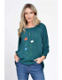 Eranthe 888143233-Bluza Dama cu Maneca 3 sferturi Ampla Verde cu pictura realizata manual - Pled.ro