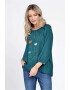 Eranthe 888143233-Bluza Dama cu Maneca 3 sferturi Ampla Verde cu pictura realizata manual - Pled.ro