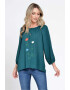 Eranthe 888143233-Bluza Dama cu Maneca 3 sferturi Ampla Verde cu pictura realizata manual - Pled.ro