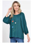 Eranthe 888143233-Bluza Dama cu Maneca 3 sferturi Ampla Verde cu pictura realizata manual - Pled.ro