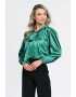 Eranthe 888144265-Bluza Dama cu Funda Ampla Verde Satin - Pled.ro