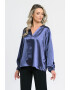 Eranthe Bluza de dama cu fundita lata satin indigo - Pled.ro