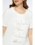 Fiorella Rubino Tricou din amestec de bumbac cu model text stralucitor - Pled.ro