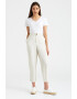 GreenPoint Pantaloni crop din amestec de in cu banda elastica in talie - Pled.ro