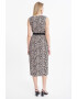 GreenPoint Rochie din amestec de in cu animal print si buzunare laterale - Pled.ro